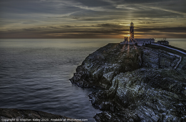 South Stack Lighthouse Sunset Picture Board by Stephen Bailey