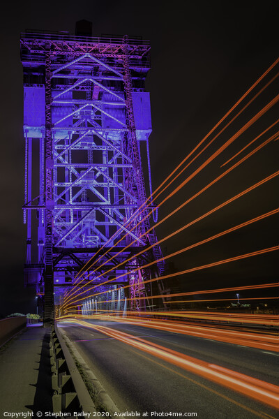 Newport Bridge Light Streaks Picture Board by Stephen Bailey