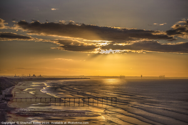 Saltburn Sunset Picture Board by Stephen Bailey