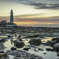 Buy canvas prints of St. Mary's Lighthouse Sunrise by Stephen Bailey