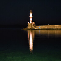 Buy canvas prints of Lighthouse at night by Adrianna Bielobradek