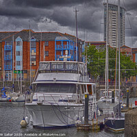 Buy canvas prints of Boats moored In Swansea Harbour by Michael W Salter