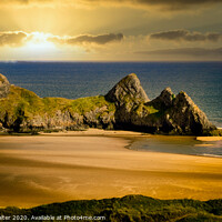Buy canvas prints of The Golden Sands of Three Cliffs Bay by Michael W Salter