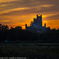 Buy canvas prints of Ely Cathedral in Silhouette at Sunset by Alison Whelan