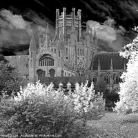 Buy canvas prints of Ely Cathedral Octagon Tower in Monochrome by Alison Whelan