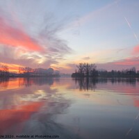 Buy canvas prints of Sunrise on the River Tarn in Moissac in South West by Karen Noble