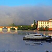 Buy canvas prints of Fog on the river Tarn in South West of France in M by Karen Noble