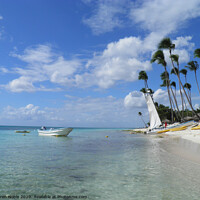 Buy canvas prints of Tranquil beach in Bayahibe in Dominican Republic  by Karen Noble