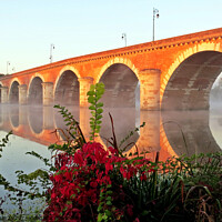 Buy canvas prints of Misty Pont Napoleon Bridge in France  by Karen Noble