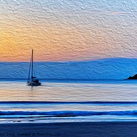 Buy canvas prints of Sailing into the Sunrise, Saundersfoot by Rhodri Phillips