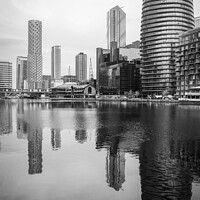 Buy canvas prints of Cityscape, Canary Wharf, London, UK. Black and Whi by Rika Hodgson