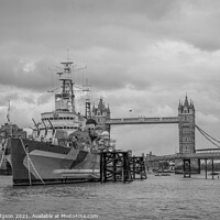Buy canvas prints of Black& White, War Ship, Tower of London, UK by Rika Hodgson
