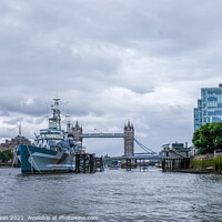 Buy canvas prints of WW2 Battle Ship, The River Thames, London, UK by Rika Hodgson