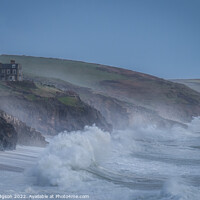 Buy canvas prints of Storm Eunice, Porthleven, Cornwall, England by Rika Hodgson