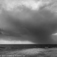 Buy canvas prints of Storm Eunice in Black & White, Porthleven seascape, Cornwall by Rika Hodgson
