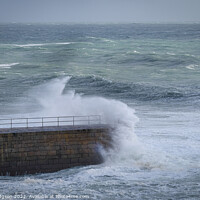 Buy canvas prints of Storm Eunice, Porthleven, Cornwall, Seascape, England by Rika Hodgson