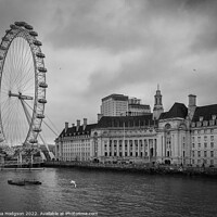 Buy canvas prints of London Eye in Black & White, Londonn, UK by Rika Hodgson