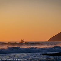 Buy canvas prints of Golden Sunset, Noordhoek Beach, Cape Town, SA by Rika Hodgson