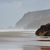 Buy canvas prints of The Three Cliffs, Chapel Porth Beach, Cornwall by Rika Hodgson