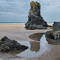 Buy canvas prints of Monolithic Rock, Gwithian Beach, Godrevy, Hayle, C by Rika Hodgson