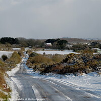 Buy canvas prints of Snowy Countryside, Horsedowns, Cornwall by Rika Hodgson