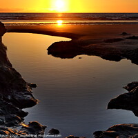 Buy canvas prints of Golden Puddle, The Bluff, Hayle, Cornwall, England by Rika Hodgson