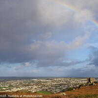 Buy canvas prints of Rainbow over Redruth, Cornwall, England by Rika Hodgson