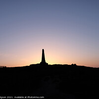 Buy canvas prints of Spring Sunset, Basset Monument, Carn Brea, Cornwal by Rika Hodgson