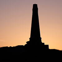 Buy canvas prints of Spring Sunset, Basset Monument silhouette, Carn Br by Rika Hodgson