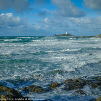 Buy canvas prints of Godrevy Lighthouse, Gwithian Beach, Hayle, Cornwal by Rika Hodgson
