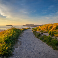 Buy canvas prints of Godrevy sunset, Gwithian Beach, Hayle , England by Rika Hodgson