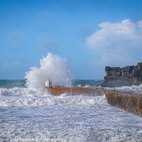 Buy canvas prints of Stormy seas at Portreath Harbour, Cornwall, England by Rika Hodgson