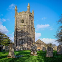 Buy canvas prints of Parish Church Landscape, Stithians, Cornwall, England by Rika Hodgson