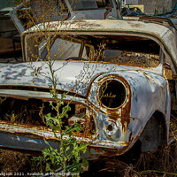 Buy canvas prints of Abandoned Vintage Rusty car in junkyard by Rika Hodgson