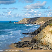 Buy canvas prints of Porthtowan cliffs seascape, Cornish Coastline by Rika Hodgson