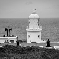Buy canvas prints of Pendeen Lighthouse, Black & White, Cornwall, England by Rika Hodgson