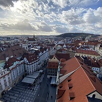 Buy canvas prints of Beautiful Prague Rooftops by David Bennett