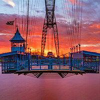 Buy canvas prints of Newport Transporter Bridge - Gondola at sunrise by Edy Rice
