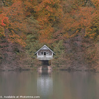 Buy canvas prints of Autumn boathouse  by Malc Lawes