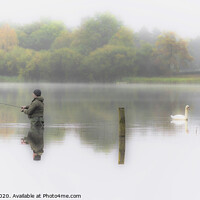 Buy canvas prints of The Swan and the Fisherman  by Malc Lawes