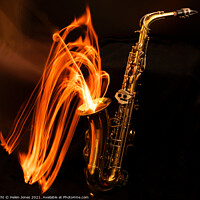 Buy canvas prints of Saxophone on fire by Helen Jones