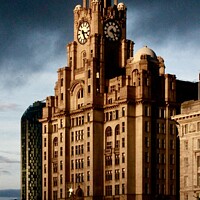 Buy canvas prints of Royal Liver Building Liverpool Merseyside UK by Helen Jones