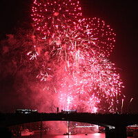 Buy canvas prints of Fireworks over Waterloo Bridge, London by Robert MacDowall