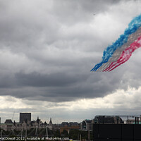 Buy canvas prints of Red Arrows over Central London by Robert MacDowall