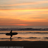 Buy canvas prints of Evening surfer on Piha Beach, New Zealand by Robert MacDowall
