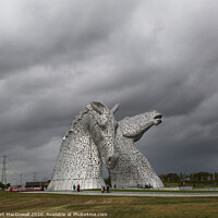 Buy canvas prints of Cloudscape with Kelpies, Falkirk  by Robert MacDowall
