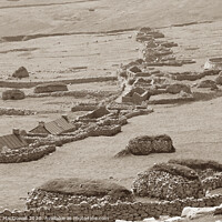 Buy canvas prints of The Village on Hirta, St Kilda, in sepia  by Robert MacDowall