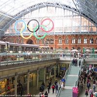 Buy canvas prints of St Pancras International Station and the Olympic rings by Robert MacDowall