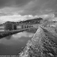 Buy canvas prints of The Somerset Levels and Glastonbury Tor in black and white by Robert MacDowall