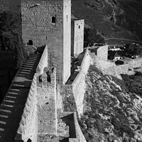 Buy canvas prints of On the walls of the Alcazabar de Antequera, Malaga - in monochrome by Robert MacDowall
